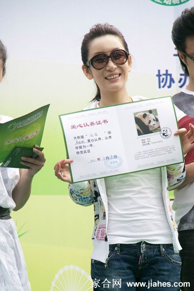 秦海璐四川雅安领养大熊猫[5]