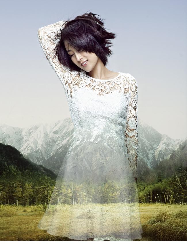 马苏镂空白纱裙唯美时光写真[3]
