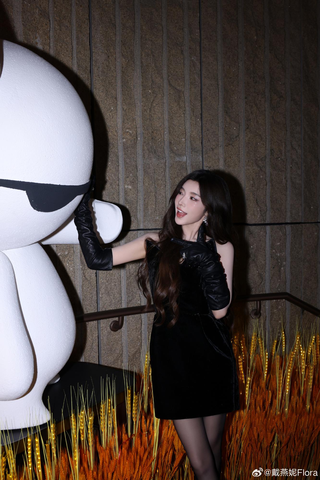 戴燕妮黑丝袜包臀连衣裙抹胸套装写真[3]