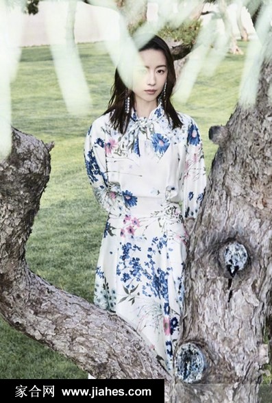 董洁精致妆容凌厉眼神屹立松林间时尚写真图片[3]