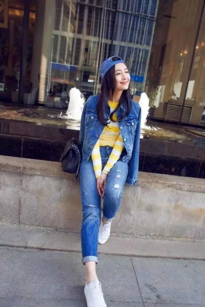 气质女星王鸥牛仔时尚风格街拍